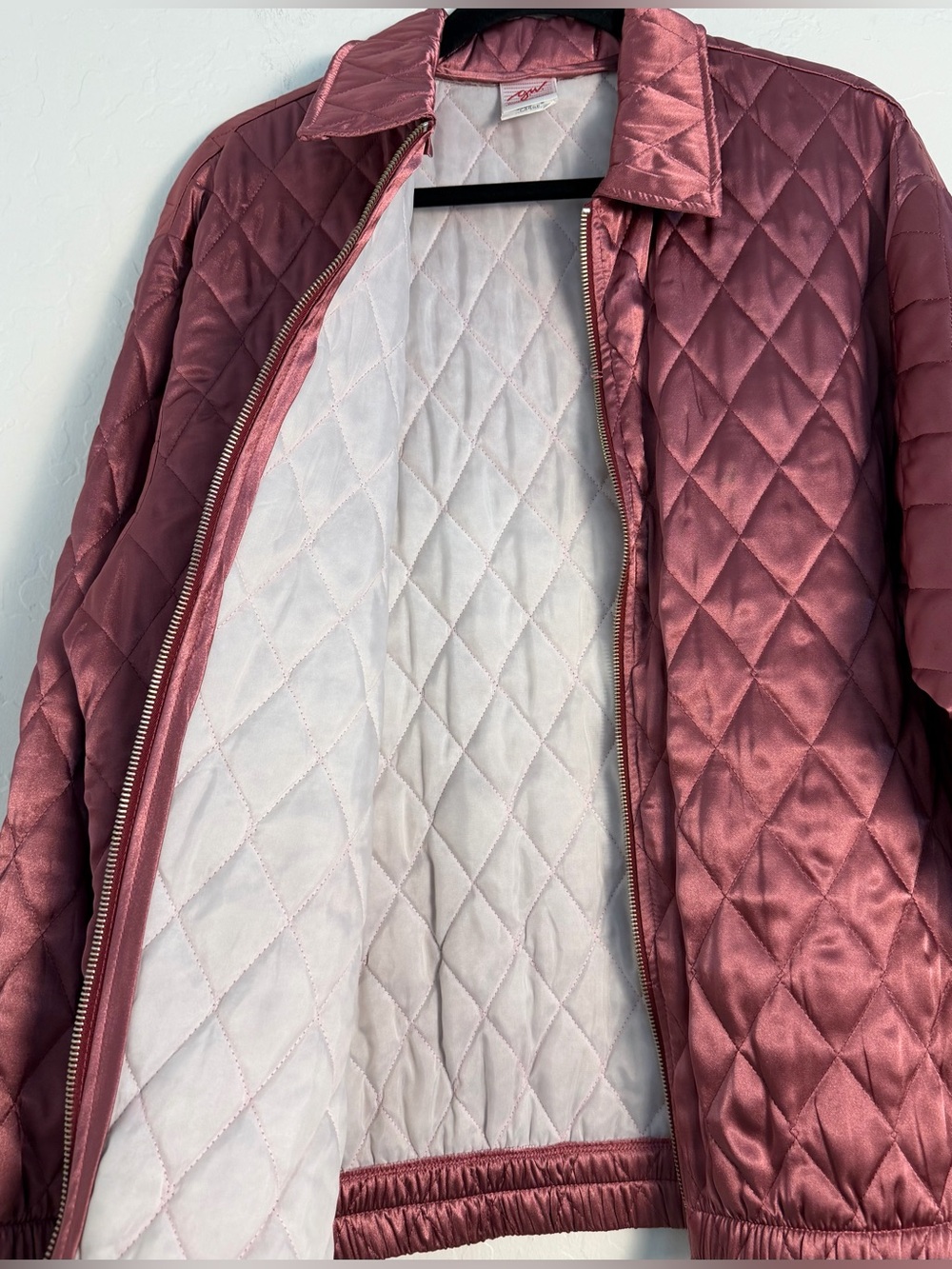 G.W. Division of Graft Women Large Glossy Jacket Quilted Mauve Dust Rose - Picture 10 of 13